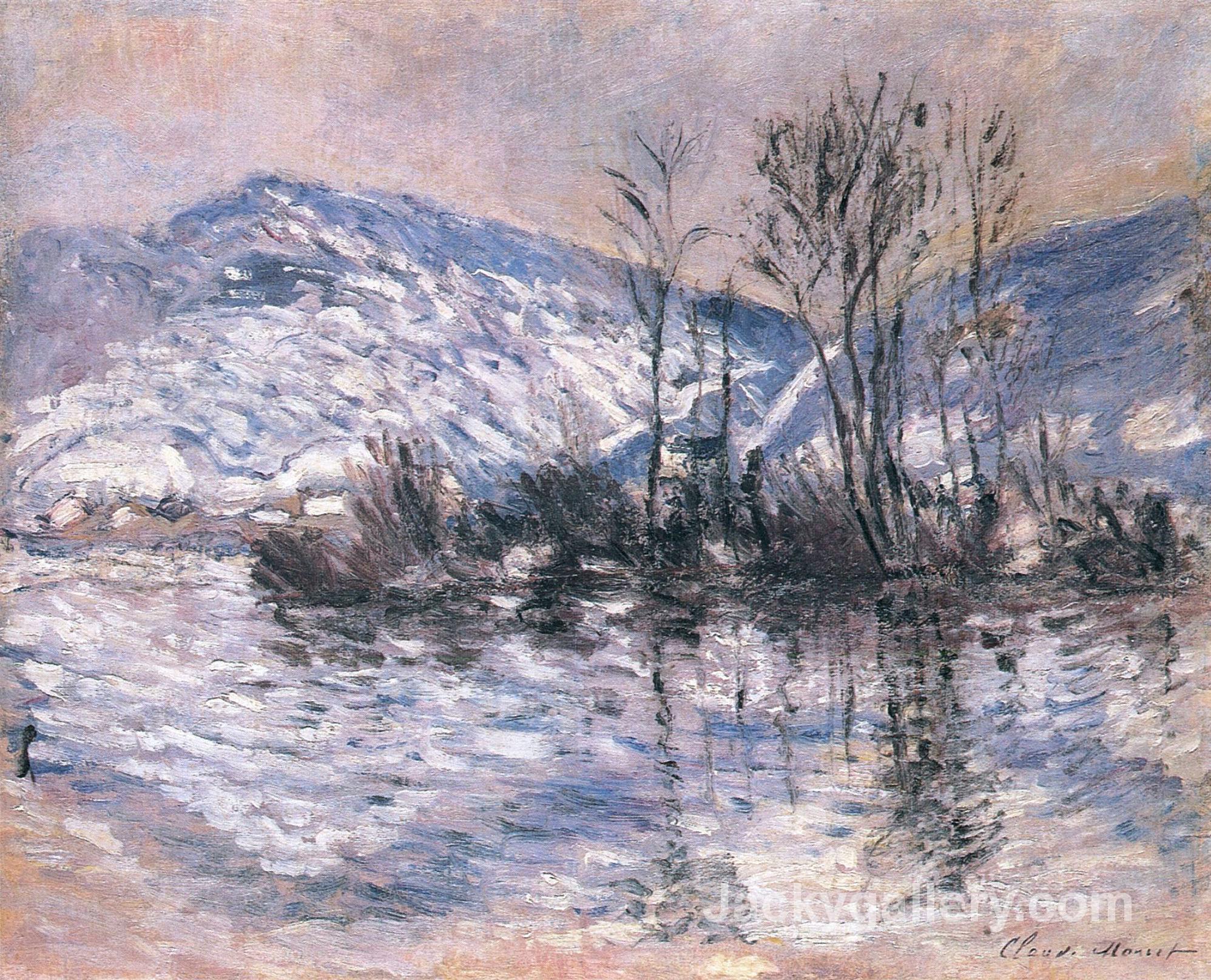 The Seine at Port Villez, Snow Effect 02 by Claude Monet paintings reproduction